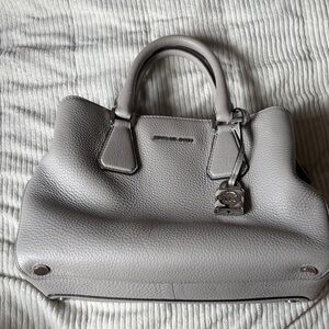 Michael Kors Pebbled Leather Satchel in Light Gray